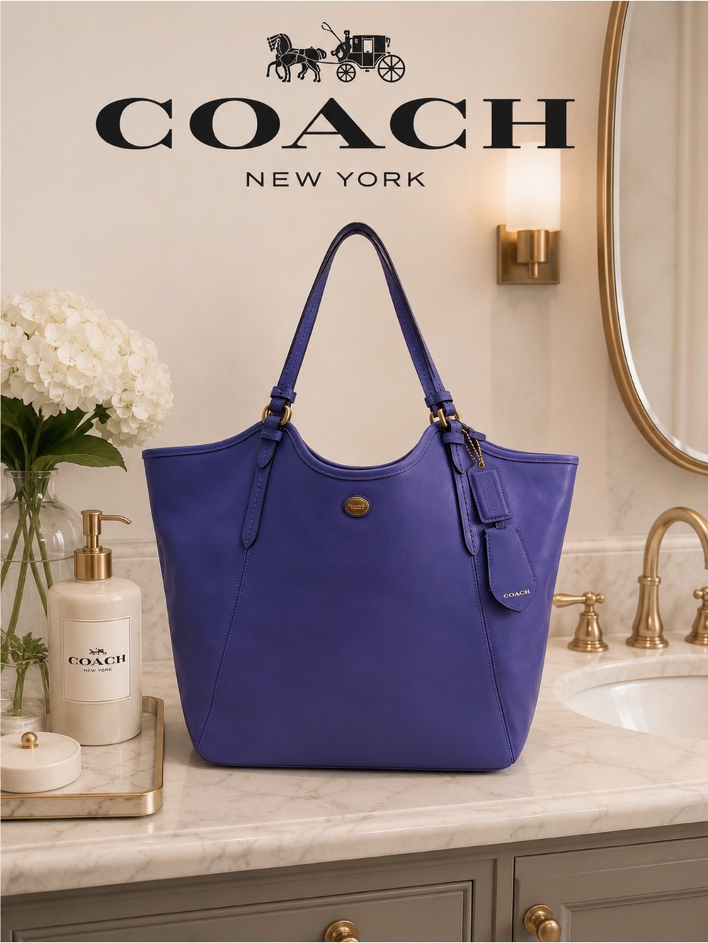 COACH Peyton Tote  in Brilliant Blue with Gold Hardware